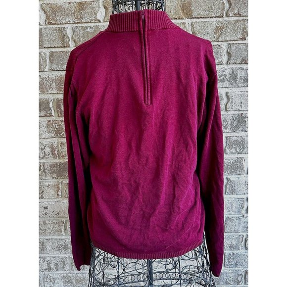 Vintage Samantha Edwards Sweater XL Burgundy Wine Back Zip Silk Cotton P… - Picture 2 of 11